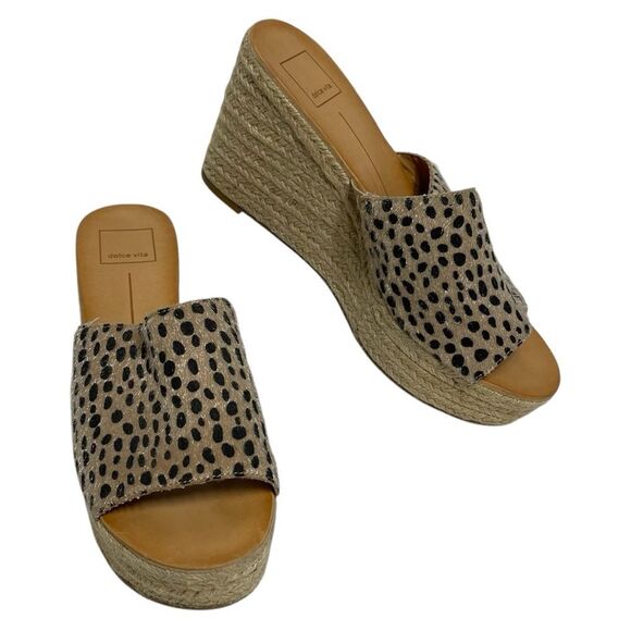 Dolce Vita Bela Leopard Spotted Wedge Sandals Size 8 - Picture 1 of 11